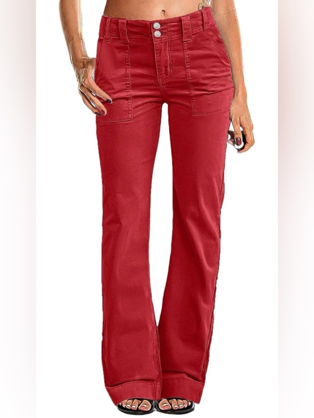 Flamingals High-Rise Red Wide-Leg Pants Size Large.